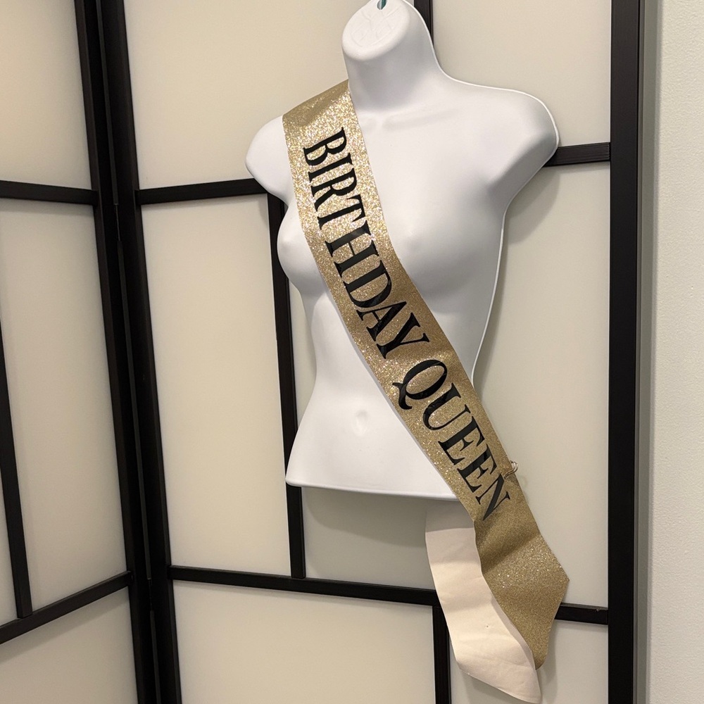 Gold Birthday Queen Sash